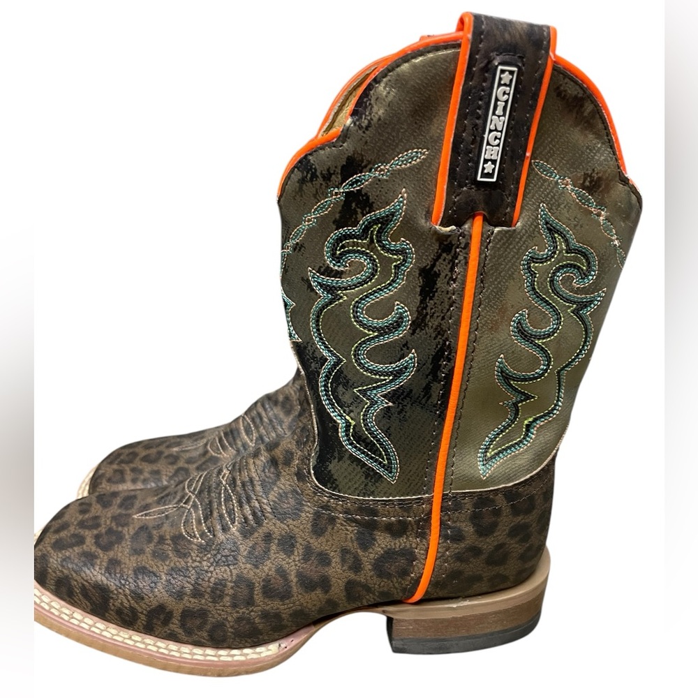 Cinch Kids Buckaroo Leopard Print Western Boots  Size 13 1/2 - Picture 2 of 12